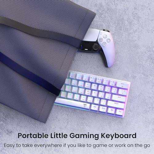 60% Wired Mechanical Gaming Keyboard with Red Switches, LED Backlit | 61 Keys Ultra-Compact Mini Portable Office Keyboard for PC/Mac/Xbox, 18 LED Backlight, Easy to Carry On Trip, White - color: White
