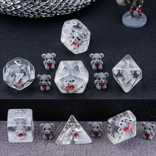 Bear DND Resin Dice Set, Polyhedral D&D Dice Animal Inclusion Dice D and D for Dungeons and Dragons MTG RPG Board Games - color: Bear
