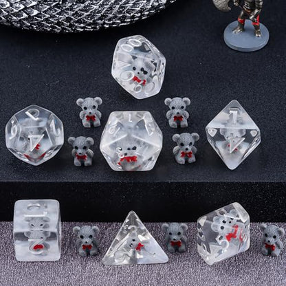 Bear DND Resin Dice Set, Polyhedral D&D Dice Animal Inclusion Dice D and D for Dungeons and Dragons MTG RPG Board Games - color: Bear