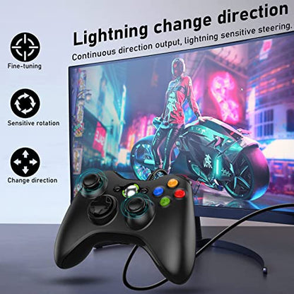 Etpark X-Box 360 Controller Wired, Gamepad Controller with Wired USB for Microsoft X-Box 360 & Slim Console and PC Windows XP/7/8/10, with Upgraded Joystick, Black - color: Black-wired