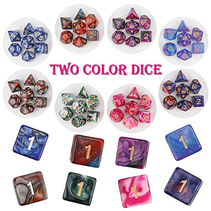 Polyhedral Dice Set- 25 X 7 (175 Pieces) DND Dice with Storage Pouch | 25 Colors D4 D6 D8 D10 D% D12 D20, Great for D&D tabletop Role Playing games - color: 25sets-2