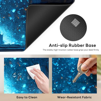 Large Gaming Mouse Pad, XL Desk Protector, Non-Slip Base | 31.5x15.7 in Extended Desk Mat with Stitched Edges for Keyboard, Work, Game, Office, Home PC and Laptop - color: Magic Library