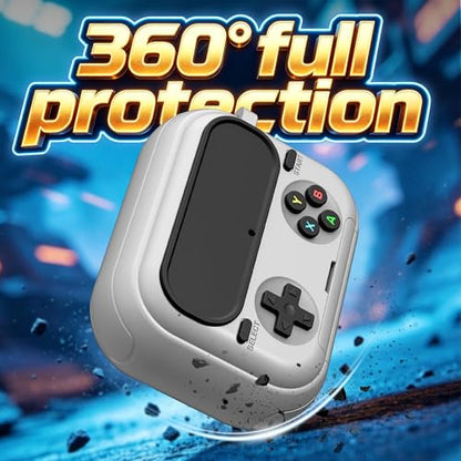 Getino Retro Game Case for AirPods Pro 3 | Game Console Design Protective Cover with Foldable Stand, Secure Lock Anti-Drop Shockproof PC+TPU Case, Keychain & Cleaning Kit for Men & Boys, Gray - color: Gray