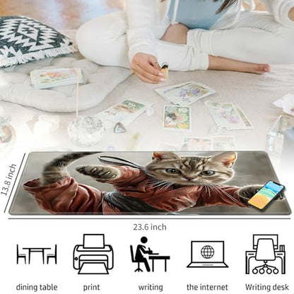 Cute Cats for MTG & TCG Playmat Mouse Pad,BFDHGQZC 24" x 14" Game Mat for MTG/RPG/CCG Trading Card Game Playmats Table Mat Perfect for Card Games Video Games Computer Office - color: Cute Cats