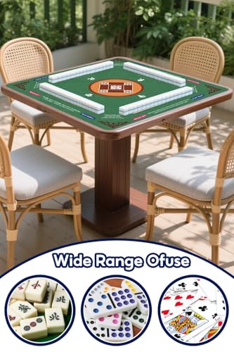 Mahjong Mat for Table, 31.5x31.5Inch American Mahjongg Table Mat (Green) | Anti-Wrinkle&Foldable Neoprene Mahjongg Travel Mat for Table with Learning Rule, Anti-Slip Noise Reduction Includes Carry Bag - color: Green