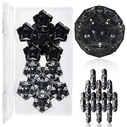 Magnetic Fidget Sphere Magnets Balls - Crystal Black Holographic Glitter - Magnet Fidgets Toy - 12 Piece Set - Creativity Beyond Imagination, Inspirational, Recreational, Desk Toys for Adults - color: Crystal Black Glitter
