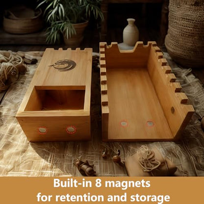 Bamboo Dice Tower, DND Dice Roller, Foldable Die Roller Castle | Magnetic Dice Tower for Dungeons and Dragons, Board Game, D&D Tabletop Game and RPG Games - style: Tower
