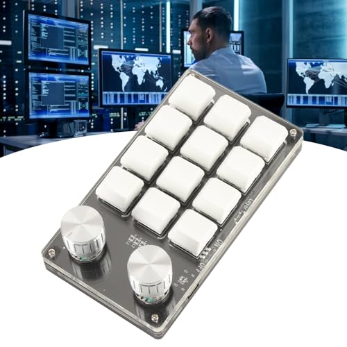 One Handed Macro Mechanical Keyboard, 12 Key Mini Keyboard | Programmable Macro Keyboard, Usb-C Portable Mini Keypad For Office, Cad, Obs, Music Daw, Computer Accessories - color: Black White