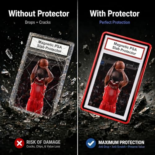 PSA Slab Case with 9-Point Secure Lock, Aluminum Alloy Graded Card Case, Magnetic UV Protection Slab Protector Fits 35PT PSA, CGC, CSG Cards, Professional Display Frame for Sports Cards (red) - color: red