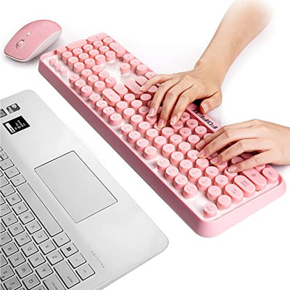 FOPETT Keyboard and Mouse Sets Wireless, Reliable 2.4 GHz Connectivity for PC,Laptop,Smart TV and More (Pink) - color: V2020 Pink