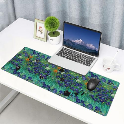 Black Cat Gaming Mouse Pad Extended Large Mouse Mat 31.5 X 11.8 Inch Nonslip Rubber Base Long Desk Pad Stitched Edges Mousepad Mice Pad for Office Home Game - color: Black Cat