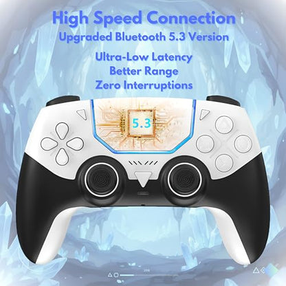 GioMay Pro Wireless Controller Compatible with PS5 – Hall Effect Joysticks, Bluetooth 5.3, Programmable Back Buttons, Dual Vibration, 6-Axis Gyro, Works with PC, Steam, iOS & Android (Gray) - color: Gray