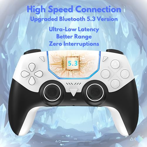 GioMay Pro Wireless Controller Compatible with PS5 – Hall Effect Joysticks, Bluetooth 5.3, Programmable Back Buttons, Dual Vibration, 6-Axis Gyro, Works with PC, Steam, iOS & Android (Purple) - color: Purple