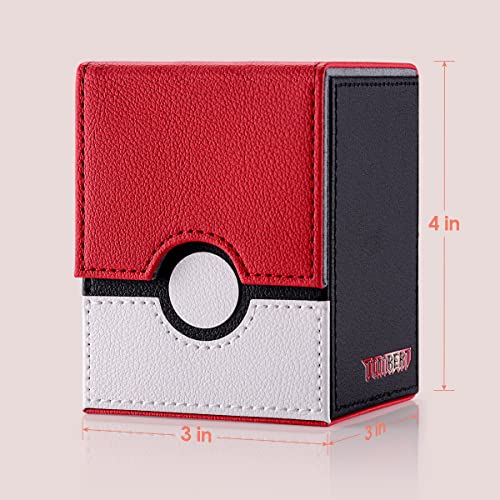 tombert 150+ Premium Deck Box Case for PTCG, MTG, Large Capacity with 2 Dividers, Fits 100+ Sleeved Cards TCG Trading Card Games(Vertical - Red & White) - size: 150 cards