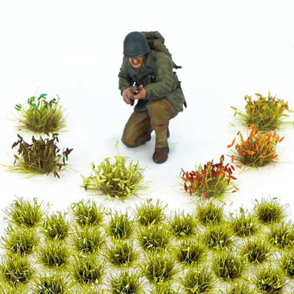 Cayway Miniature Grass Cluster, Static Tuft Model Vegetation Groups for DIY Train Landscape Railroad Scenery, Flower (Green and Red) - color: Green and Red