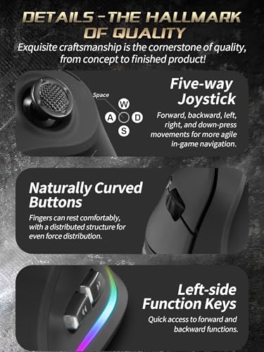 JOMAA Triple Mode Wireless Gaming Mouse - 24000 CPI, Bluetooth 5.0, 2.4GHz, Wired RGB Ergonomic Mouse with 12 Programmable Buttons for laptops, Desktop Computers, Tablets