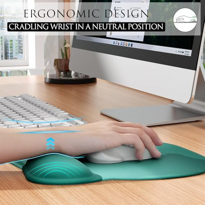 MROCO Ergonomic Mouse Pad with Gel Wrist Rest, 9.4 x 8.1 in, Green Gradient | Ergonomic Shape Design, Multiple Pattern Options, Gel Wrist Comfort, Smooth Lycra Surface, Non-Slip PU Base - color: Green Gradient