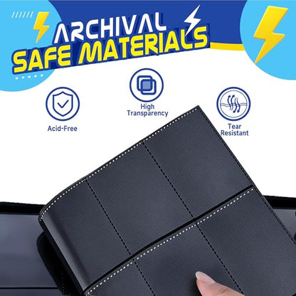 Trading Card Binder 9 Pocket,900 Pocket Card Collection Binder with 50 Removable Sleeves,PU Waterproof Top Card Book,3-Ring Zipper Collectible Trading Card Album for MTG/TCG/Card Holder Gift(Blue) - color: Blue, size: Large