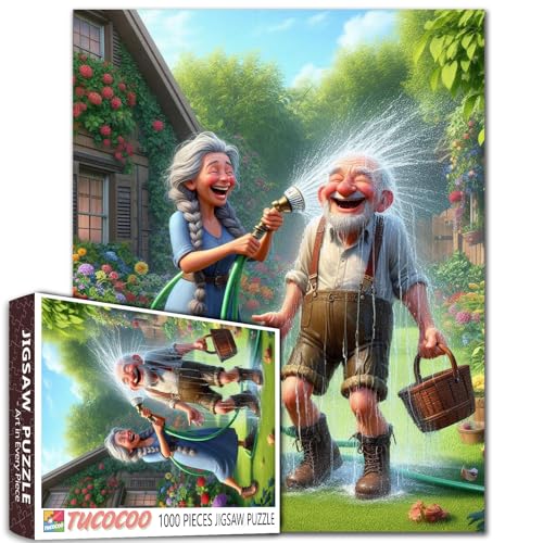 Funny Old Woman and Man Jigsaw 1000 Pieces Puzzle for Adults Comical Old Folks Couple Puzzle Valentine Day Puzzles Challenging Family Activity Games 19.7 x 27.6 Inch - color: Old Woman-a04