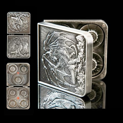 7 in 1 Metal DND Dice Set Foldable Spinner Compact dice subitable for Dungeons & Dragons in Magnetic Iron Box（Sliver） - color: Openable-sliver
