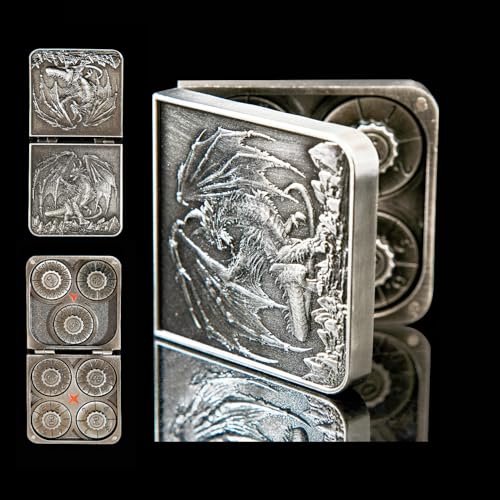 7 in 1 Metal DND Dice Set Foldable Spinner Compact dice subitable for Dungeons & Dragons in Magnetic Iron Box（Sliver） - color: Openable-sliver