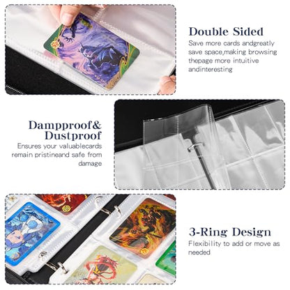Lightning Trading Card Binder, 900 Cards, 9-Pocket Pages, Zipper | Lightning PU binder with 50 removable double-sided pages, side-loading pockets, 3-ring spine and wrist strap. - color: Lightning Bolt-9 Pockets, size: 9 Pocket, 900 Cards