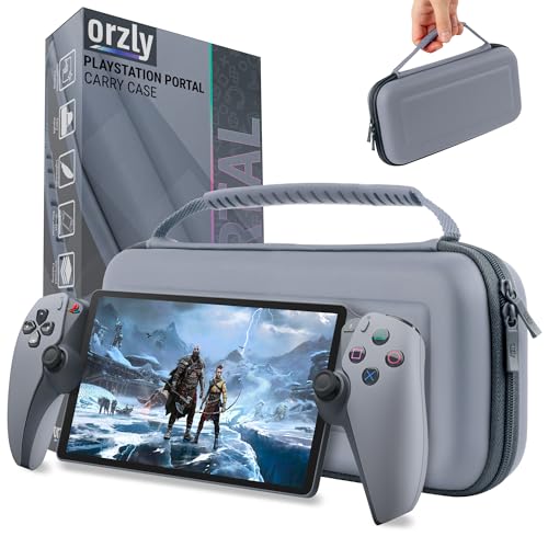 Orzly Carry Case Designed for PlayStation Portal Remote Player for PS5 Console Holds Accessories, Travel and Storage Protection for Headset Charger and More Grey - Gift Box Edition - color: Grey