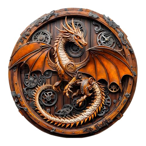 KAAYEE Wooden Puzzles Adults, Mechanical Dragon Jigsaw Puzzle 8.5 * 8.4in | 100pcs Unique Shape 3D Vision Wood Puzzle Adult, Natural Difficult Hard Flat Puzzles Home Wall Decor & Gift for Puzzle Lovers - color: Mechanical Dragon, size: Small
