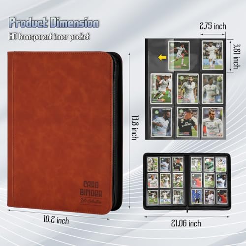 Trading Card Binder, Premium 9 Pocket Double Sided 540 Pocket PU Card Collection Binder, Collectible Trading Card Albums for MTG, TCG, Sport Card, Game Cards (Brown) - color: Brown
