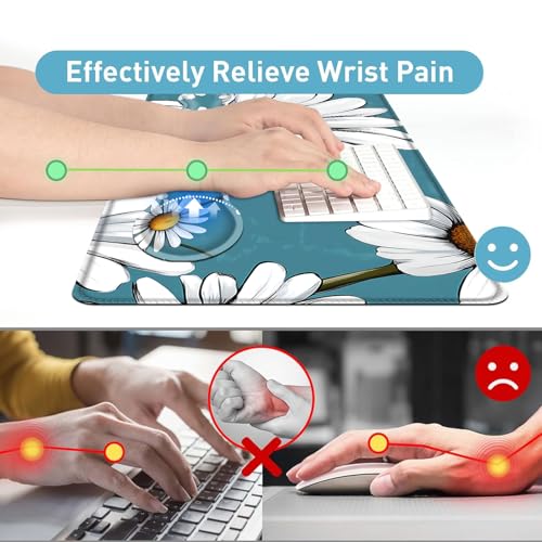 Large Mouse Pad and Keyboard Wrist Rest, Desk Pad for Keyboard and Mouse, 4-in-1 Large Gaming Mouse Pad with Wrist Support, Desk Mat for Home Office Study Game,Daisy Flower - color: Daisy Flower