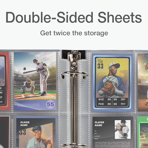 Oxford Poly Trading Card Sheets, Clear Double-Sided Card Sheets, Trading Card Sleeves, Card Sleeves for Binders, 100 PK, 2.5" x 3.5" Pockets (78780)