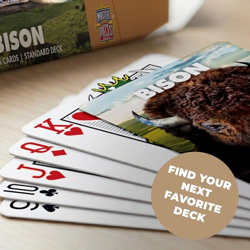 Masterpieces Bison Playing Cards Deck - Animal Themed Standard 54 Card Deck, Unique Bison Face Cards & Jokers, Retro Style, for Families & Adults - style: Bison