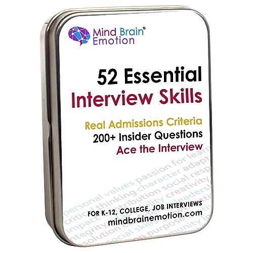Mind Brain Emotion 52 Essential Interview Skills: Prep for Private School, College, Job Entrance Interviews| 200+ Insider Questions, 101 Real Admissions Essay Prompts, Expert Guide Videos - style: Interview Skills