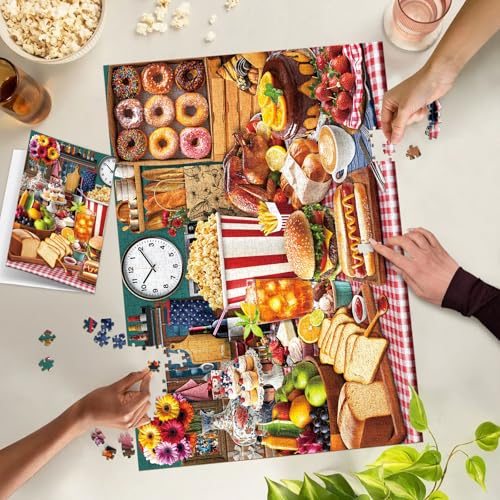 Food Feast Jigsaw Puzzles, Puzzles for Adults 1000 Pieces, Lumière's Banquet Impossible Challenging Puzzles Game, Interlock Perfectly No Dust, Gifts for Easter Father's Mother’s Day - color: Lumière's Banquet