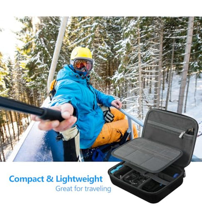 JSVER PU Leather Hard Shell Carrying Case for GoPro Hero13/12/11/10/9/8/7, AKASO EK7000 / Brave 4 4K / Brave 7 LE/Brave 8 / V50X and Insta360 - size: Large-T2