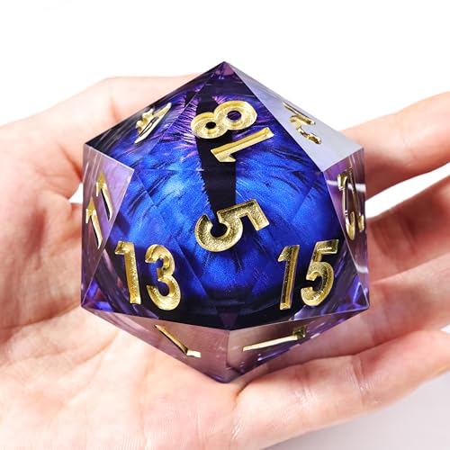 Mini Planet Dungeons and Dragons 50mm Chonk D20 Liquid Core Polyhedral Aqua Resin Sharp Edge Dragon Eye Dice 4 - color: Dragon Eye Dice 4