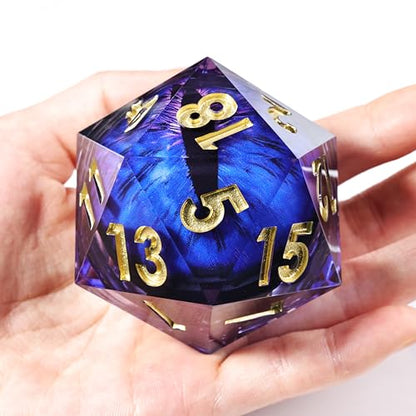 Mini Planet Dungeons and Dragons 50mm Chonk D20 Liquid Core Polyhedral Aqua Resin Sharp Edge Dragon Eye Dice 4 - color: Dragon Eye Dice 4