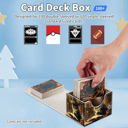 for MTG Commander Deck Box,Card Deck Box for Trading Yugioh MTG,Fits 100 Double Sleeved Cards,PU Leather Strong Magnet Case for Magic Commander TCG CCG,Captain Cat - color: Captain Cat