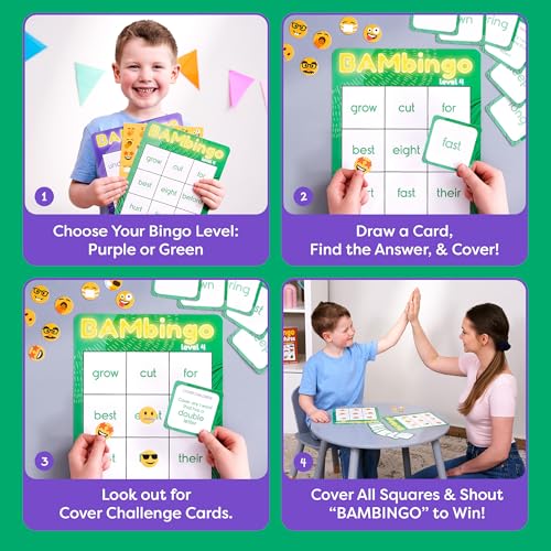 THE BAMBINO TREE Sight Word Bingo Game Level 3 & 4 - Learn to Read Vocabulary for 1st 2nd 3rd Grade Kids - Dolch's Fry's Site Words Reading Game