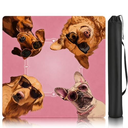 Funny Dog Mahjong Mat for Table Non-Slip Noise Reduction Gaming Mats with Carrying Bag, American Mahjong Table Cover for Poker Board Card Games Dominoes, 31.5” x 31.5” - color: Funny Dog