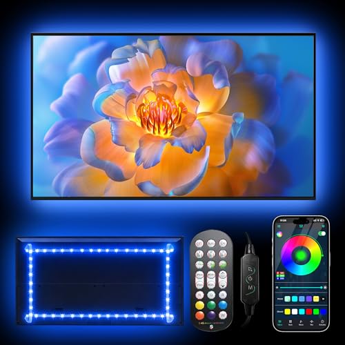 Daymeet LED TV Backlights, 9.8 ft USB Powered RGB Color Changing LED Strip Lights for 32-60 inch TVs with Remote Music Sync Bluetooth APP Control - color: Solid Colours, size: 9.8FT