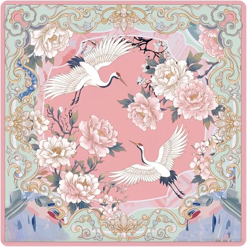 Drydiet Mahjong Mat for Table 31.5 x 31.5 Inch American Mahjong Mat with Carrying Bag, Non-Slip Noise Reduction Table Item for Family Poker Domino Board Game Night & Party Use(Heron) - style: Heron