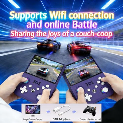 R36MAX 2 Retro Handheld Game Console, 4.5 Inch IPS HD Screen Portable Retro Game Console, 1.5GHz CPU Support 30+ Emulator Console Video Game Console, 4000mAh (Purple) - color: Purple