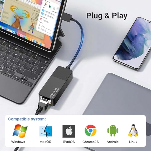 USB 3.0 to Ethernet Adapter, 1000Mbps USB A to Gigabit LAN Network Adapter | Plug & Play Driver-Free RJ45 Dongle. Compatible with Nintendo Switch, Laptop, Desktop, Chromebook, Mac, Linux, Surface, Xbox - size: USB A to Ethernet Adapter