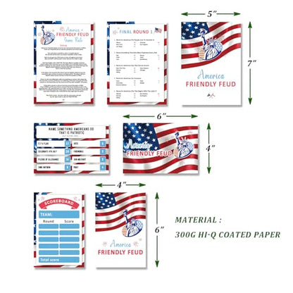 4th of July Trivia Game, America Friendly Feud Game Set, Independence Day Game Supplies, 4th of July Games for Adults and Teens, Feud Quiz, Independence Day Group Game, Fun Party Game