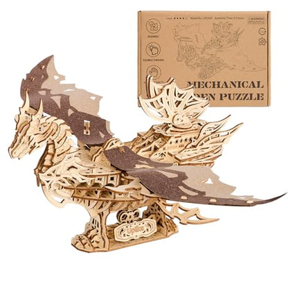 3D Wooden Puzzles for Adults: 352pcs Dragon Ship Model Kits for Men - Brain Teaser Wooden Hobby Puzzle Toys - Creative Wooden Model Building Kits for Christmas Birthday Gifts Home Decor