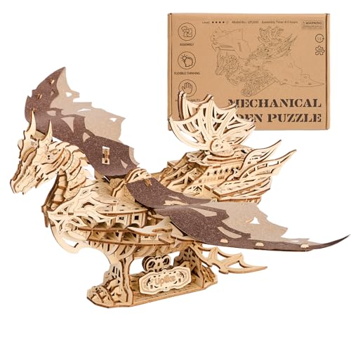 3D Wooden Puzzles for Adults: 352pcs Dragon Ship Model Kits for Men - Brain Teaser Wooden Hobby Puzzle Toys - Creative Wooden Model Building Kits for Christmas Birthday Gifts Home Decor