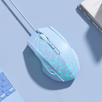 holy sword M800 Wired Gaming Mouse Features a 6-Key RGB Breathing Light and an Adjustable DPI2400 Lightweight Ergonomic Design, Making it Suitable for FPS Gaming and Office use - color: Wired Blue Crack