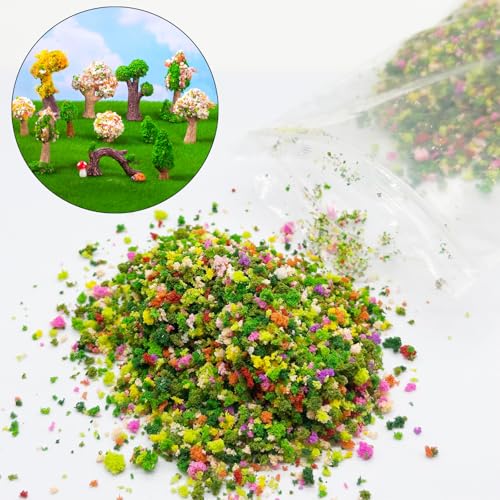 Cayway Mixed Color Tree Powder Model, 5 Pack Simulation Tree Powder, Simulation Flower Modelling Powder, DIY Model Trees Basing Material Kit for Building Model Railway Diorama Scenery - style: Style C