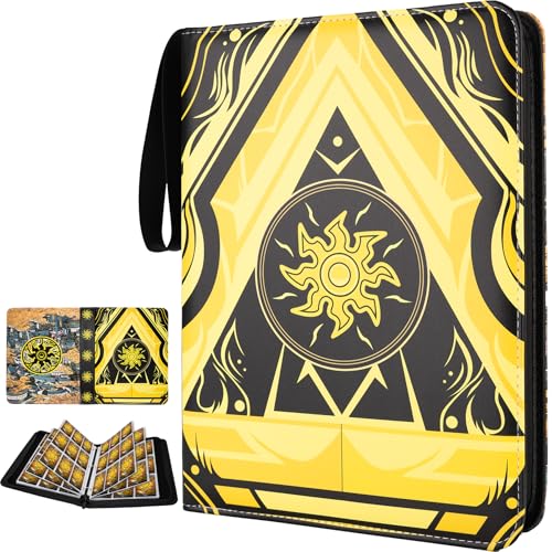 9 Pocket Card Binder for MTG/YGO/PTCG/Game Cards, Holds 900 Cards,Premium Card Collector Book for TCG Players,Toys Gifts for Kids(Yellow) - color: Yellow